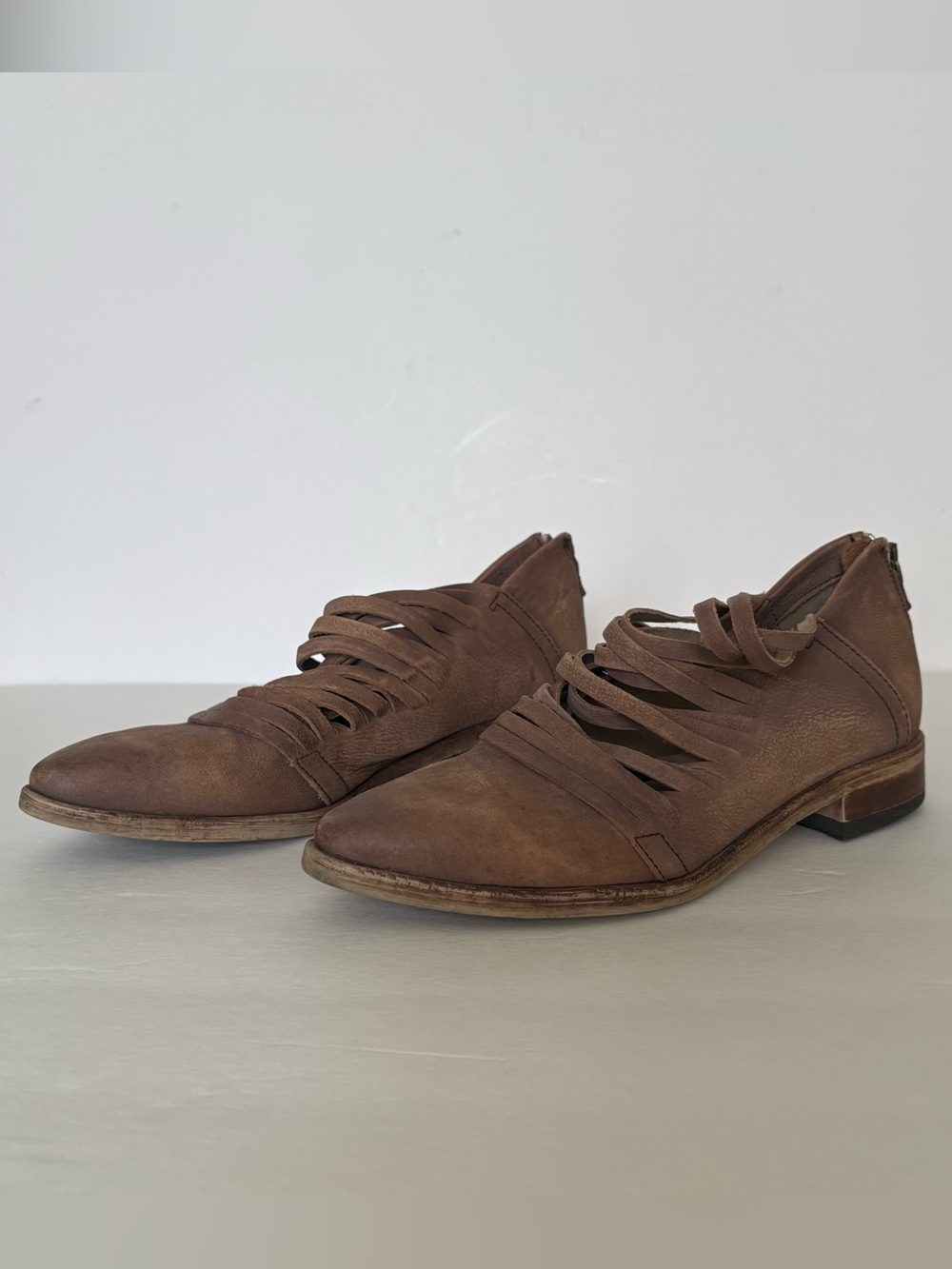 Free People Lost Valley Ankle Boots Booties Leather Brown Size 38 Boho Indie